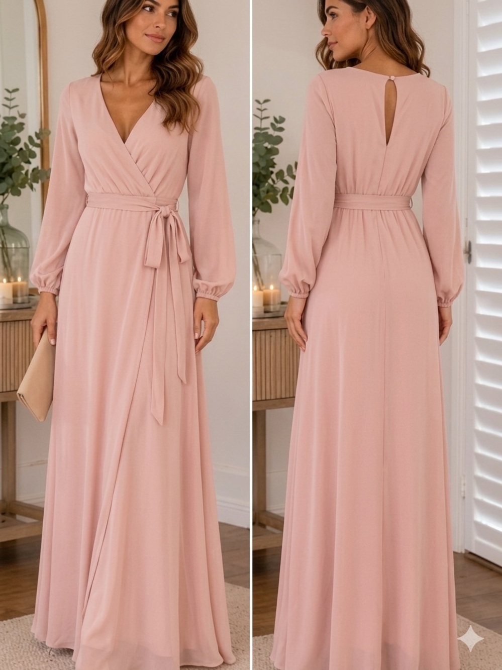Sugarlips Blush Wrap Maxi Dress/ Long Sleeves/ NWT / 3x